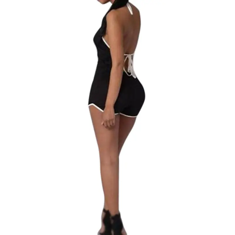 Beach Womens Vintage Black Grey Rompers Sleeveless Casual Jumpsuits Playsuits Casual Overalls 6