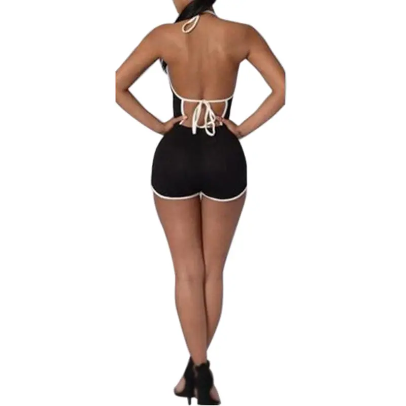 Beach Womens Vintage Black Grey Rompers Sleeveless Casual Jumpsuits Playsuits Casual Overalls 8