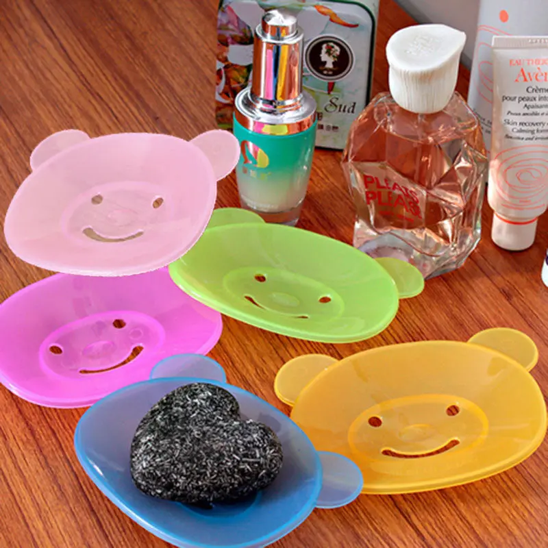Bear Shape Bathroom Cute Cartoon Soap Dish Holder Container Box Tool 77954 1