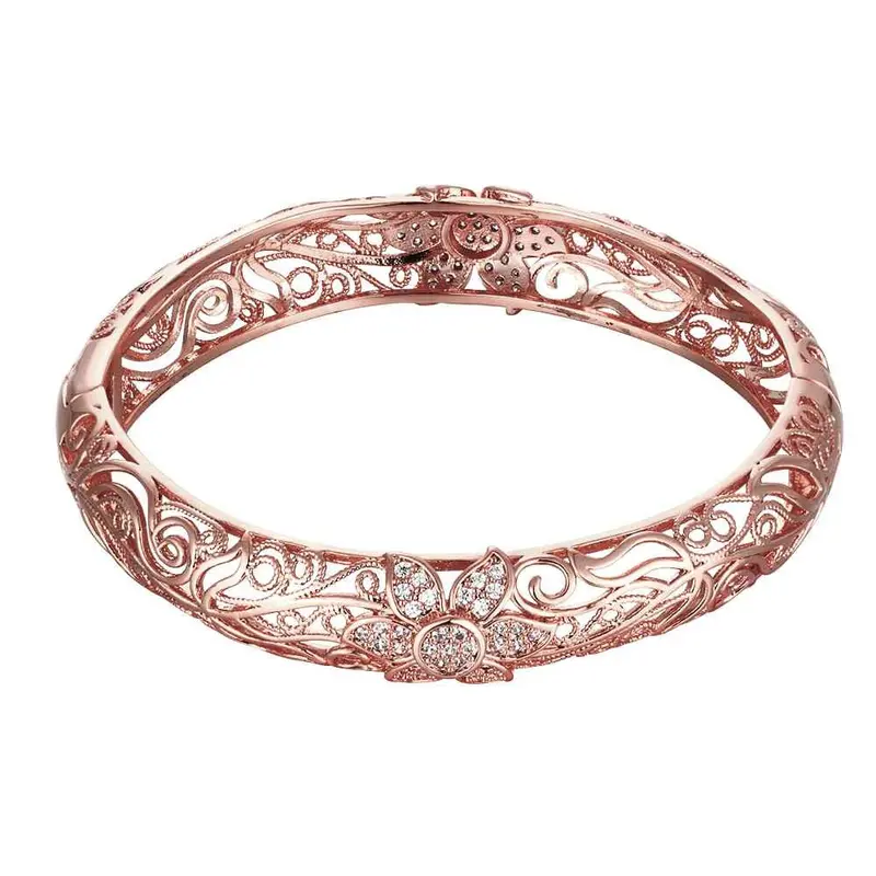 Beautiful 18K Gold Plating Hollow Carved Pattern Rhinestone Men Bracelet Jewelry European Style 2