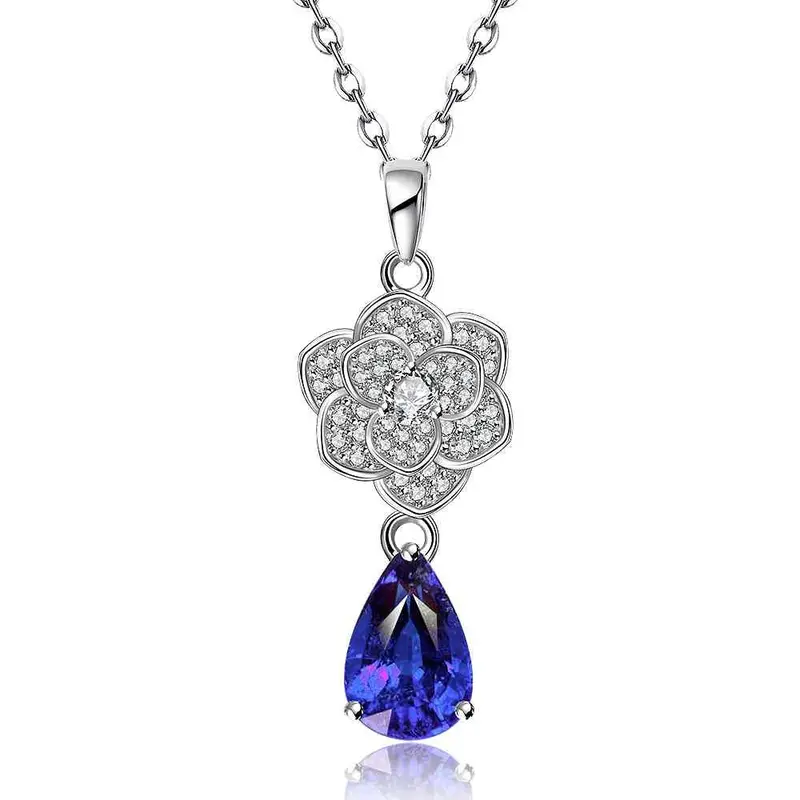 Beautiful 18K Gold Plating Necklace Flower Water Droplets Perfume Women Skgn127 1