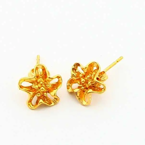 Beautiful 24K Gold Plated Earing Flower Stud Cuff Bijoux Women Yhde 5 1
