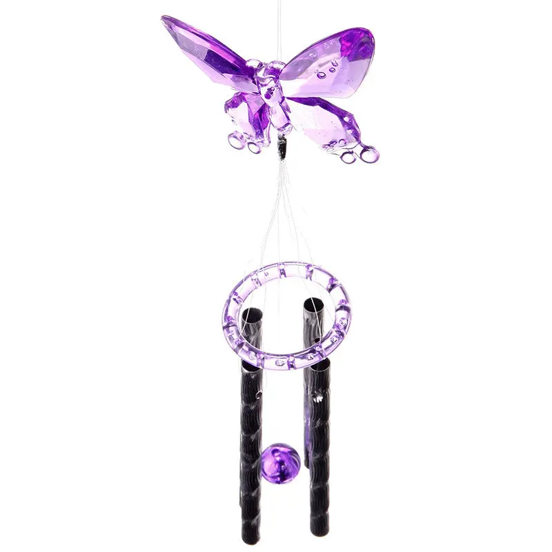 Beautiful Butterfly Plastic Crystal 4 Metal Tubes Windchime Wind Chime Home Garden Decor 76477 1