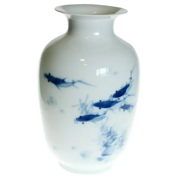 Beautiful Delicate Chinese Classical Handmade Porcelain Vase,Painted With Fish 89239 1