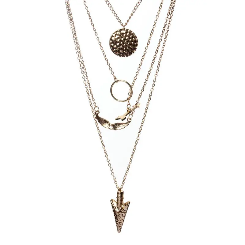 Beautiful Necklace Women Multilayer Irregular Crystal Gold Pendant Chain Statement Jewelry 1