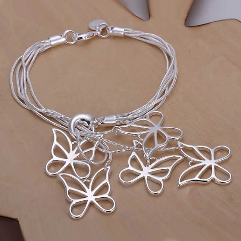 Beautiful Silver Bracelets & Bangles With Three Rose Men Bracelet Accessories Hbh 29 1