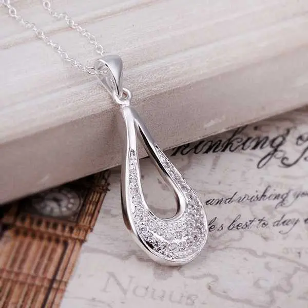 Beautiful Silver Choker Necklace Inlaid Stone Heart Gros Collier Femme Accessories173 2