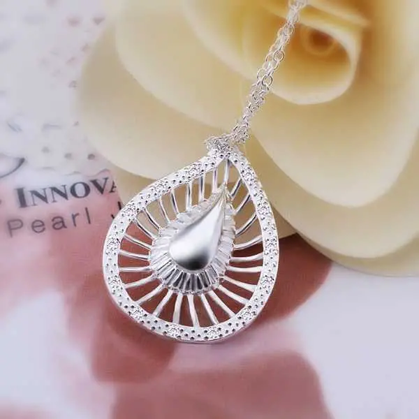 Beautiful Silver Choker Necklace Inlaid Stone Heart Gros Collier Femme Accessories173 3