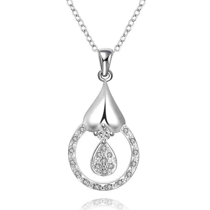 Beautiful Silver Choker Necklace Inlaid Stone Heart Gros Collier Femme Accessories173 6