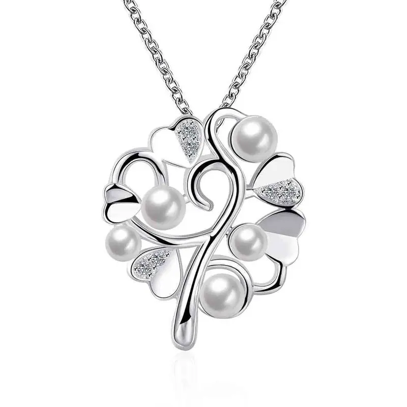 Beautiful Silver Necklace Flower Cluster Colar Vintage Bijoux Women 799 1