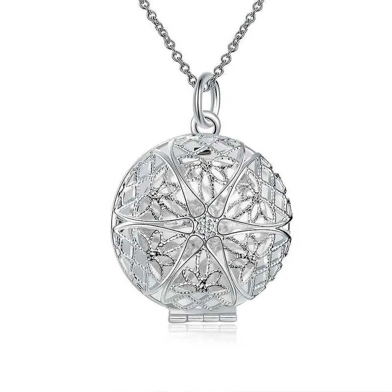 Beautiful Silver Necklaces &Amp; Pendants Net Flower Frame Collane Cp167 1