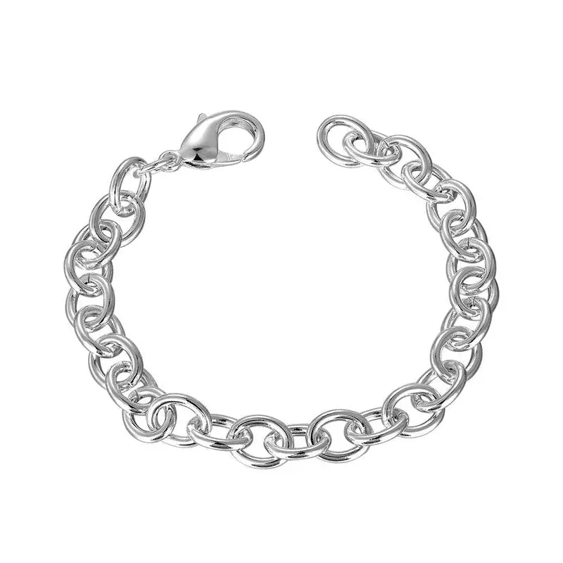 Beautiful Silver Plated Charms Bracelet 1 M Flat Sideways Men Bracelet Bijoux Hbh  9 1