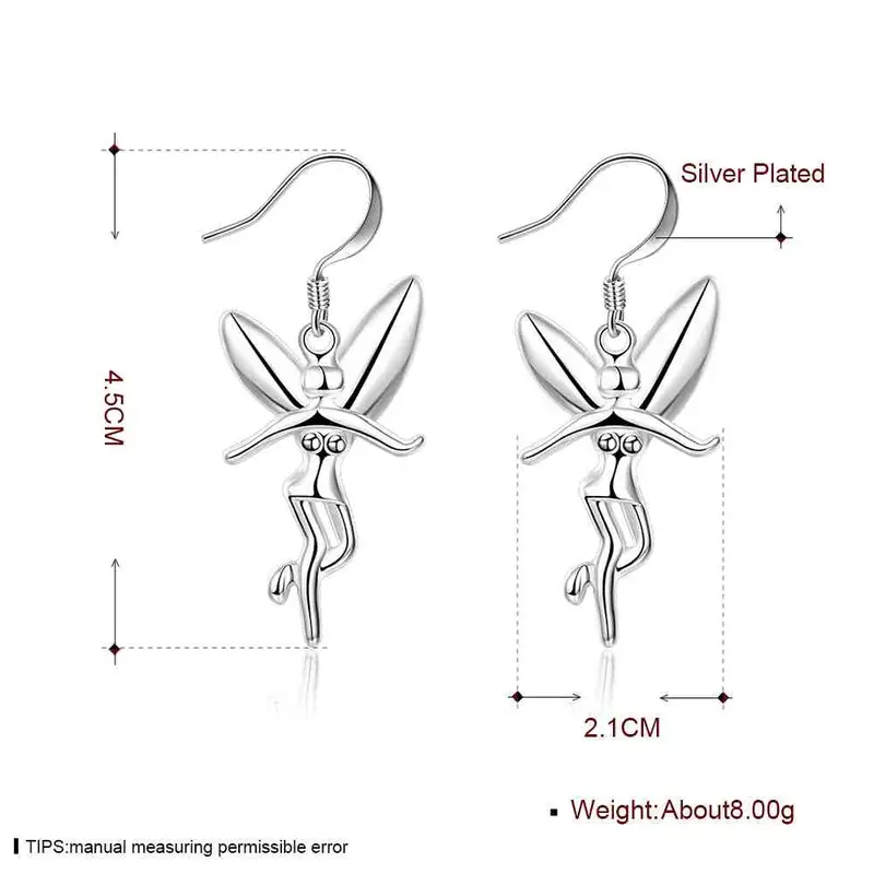 Beautiful Silver Plated Earring Angel Drop Brinco Floating Charms 2