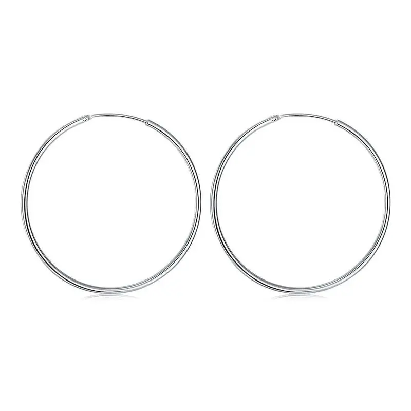 Beautiful Silver Plated Earring Smooth Circle Hoop Brincos De Festa Charms 1