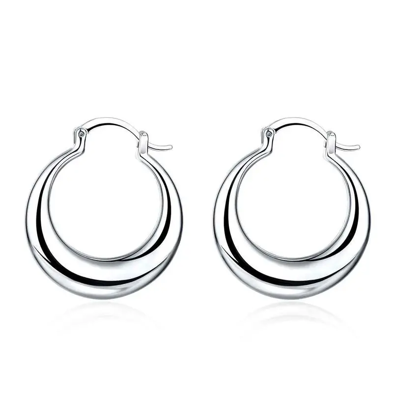 Beautiful Silver Plated Earrings Crescent Moon Hoop Brincos De Festa Fine Jewelry 1
