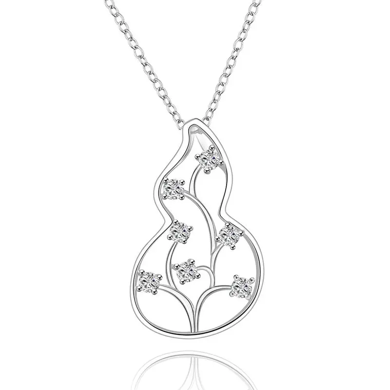 Beautiful Silver Plated Pendant Necklace Insets Gourd Collares Mujer Jewelry Display2 5 2