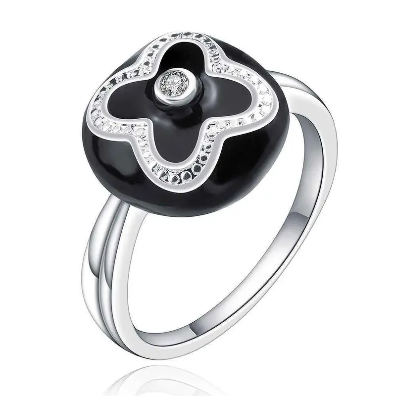 Beautiful Silver Plated Rings For Men Black And White Flowers Anillos Bear Diy 91 2