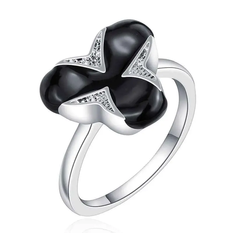 Beautiful Silver Plated Rings For Men Black And White Flowers Anillos Bear Diy 91 3