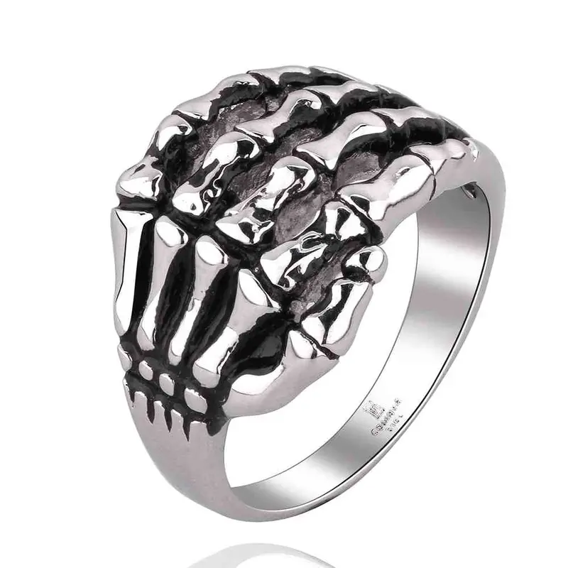 Beautiful Stainless Steel Engagement Rings Skull Hands Anel Feminino Collier Plastron Mayar  5 1