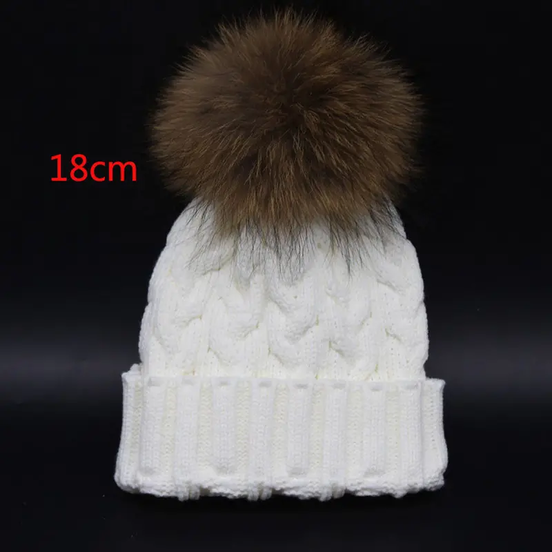 Beautiful Versatilewomen Crochet Hat Fur Wool Knit Beanie Raccoon Warm Cap 1