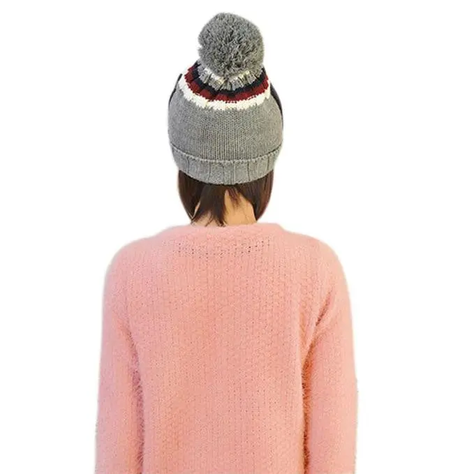 Beautiful Versatilewomen Deer Crochet Wool Ball Hat Wool Knit Beanie Warm Cap 3