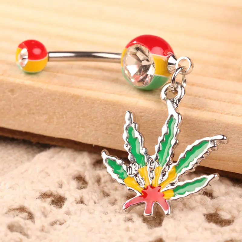 Belly Button Rings Flattering Decoration Maple Leaf Pendant Girl Belly Piercing Body Jewelry Piercing Nombril Pendant 1