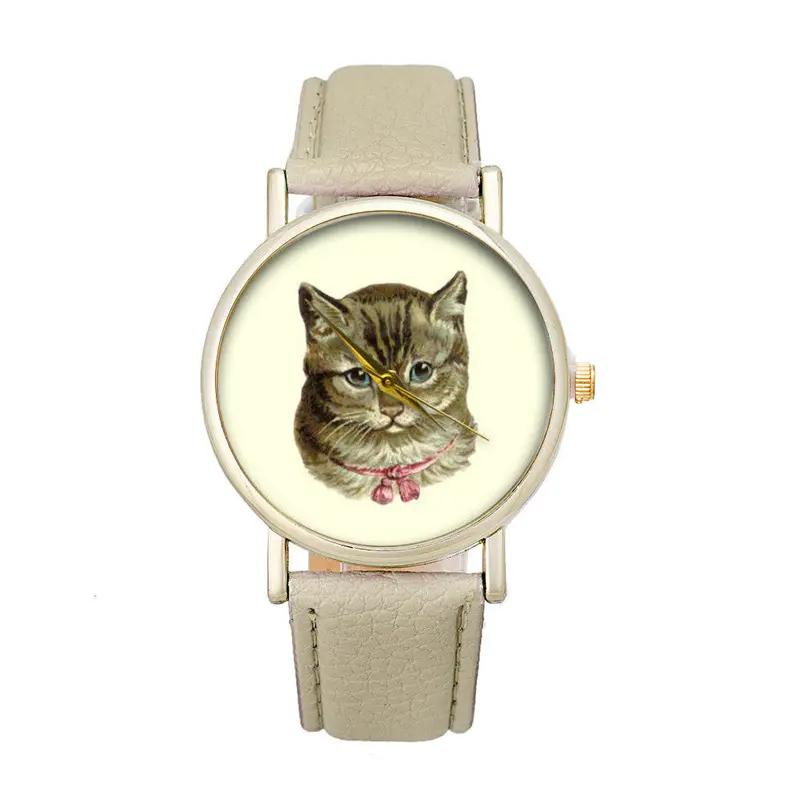 Best Deal Cat Pattern Women's Watch Cute Printed Girl Dress Watches Leather Analog Quartz Vogue Reloj Relogio 1