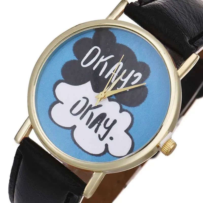 Best Deal English Letters Pattern Montre Women Girls Watch Analog Quartz Dial Wrist Watch Casual Reloj Hours 1