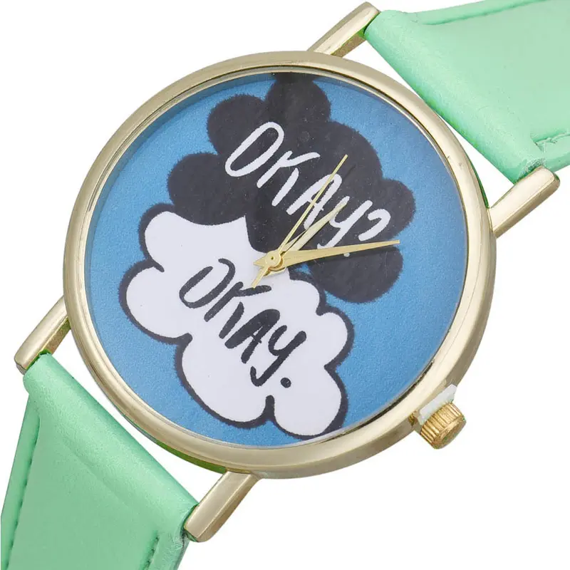Best Deal English Letters Pattern Montre Women Girls Watch Analog Quartz Dial Wrist Watch Casual Reloj Hours 2