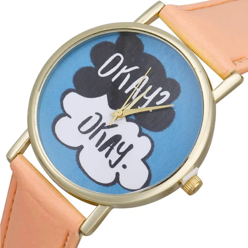 Best Deal English Letters Pattern Montre Women Girls Watch Analog Quartz Dial Wrist Watch Casual Reloj Hours 3