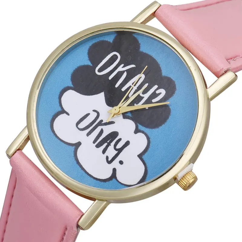 Best Deal English Letters Pattern Montre Women Girls Watch Analog Quartz Dial Wrist Watch Casual Reloj Hours 4