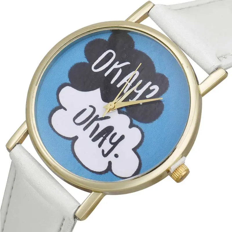 Best Deal English Letters Pattern Montre Women Girls Watch Analog Quartz Dial Wrist Watch Casual Reloj Hours 5