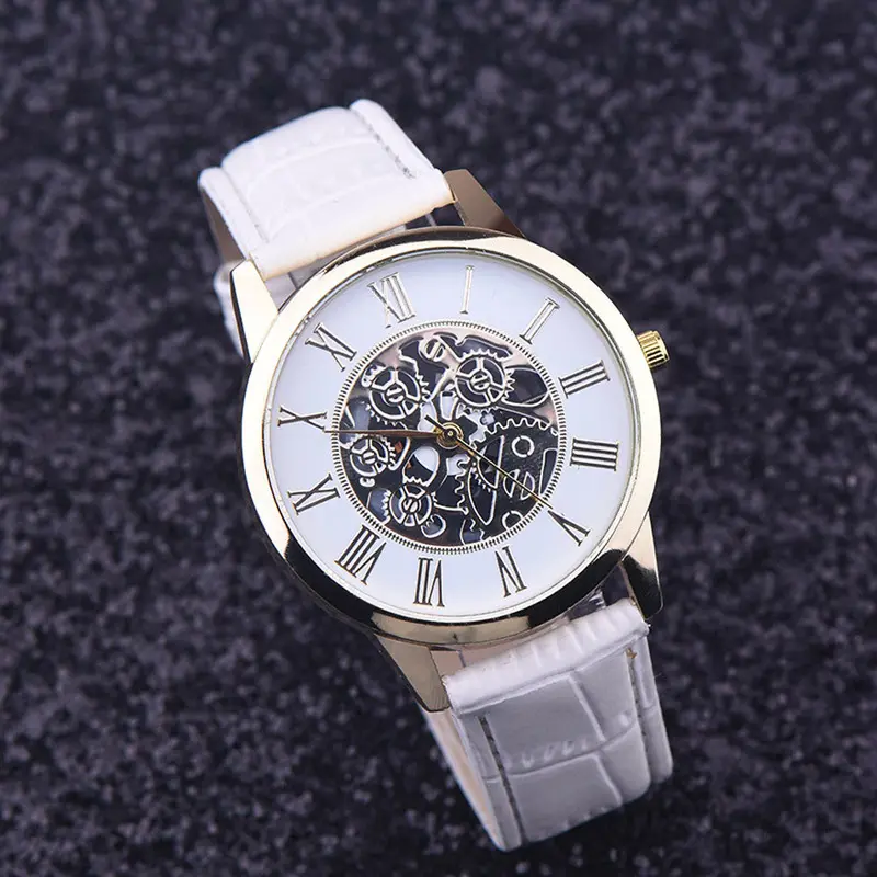 Best Deal Golden Hollow Watch Luxury Casual Steel Men's Watch Business Imitate Mechanical Watch Clock Relogio 3