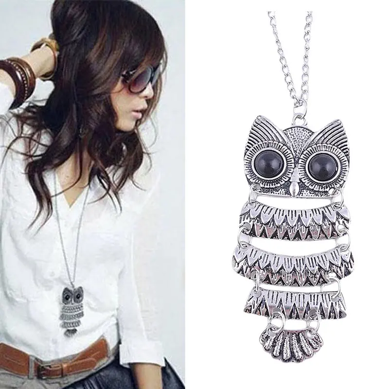 Best Deal Jewelry Lady Women Vintage Silver Owl Pendant Necklace Best Gift For Xmas Party 1