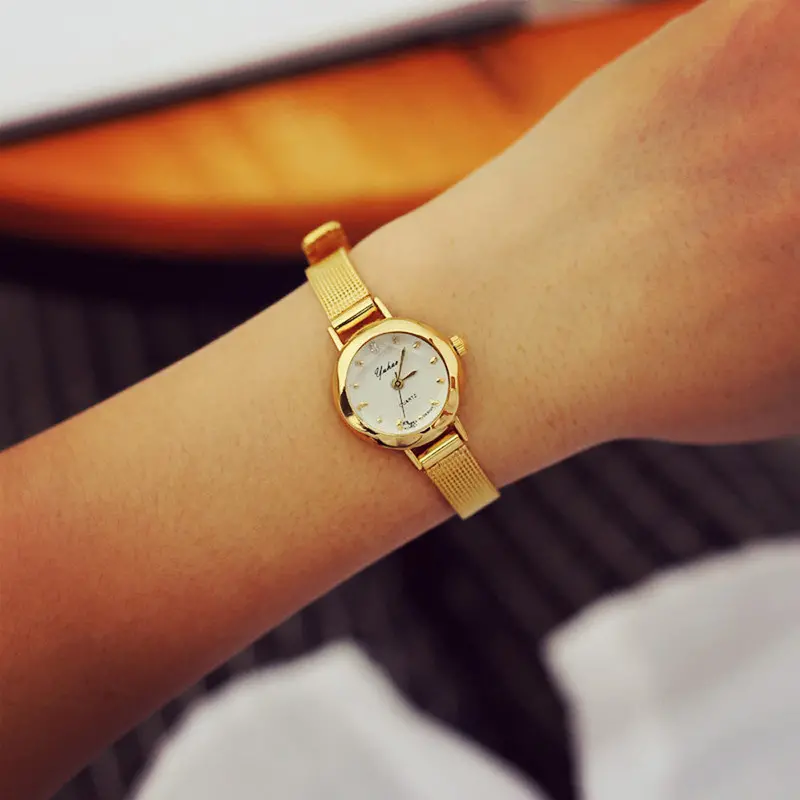 Best Deal Luxury Elegant Women Watches Imitate Diamond Dress Watch Lady's Rhinestone Gold Relogio Mesh Thin Montre 2