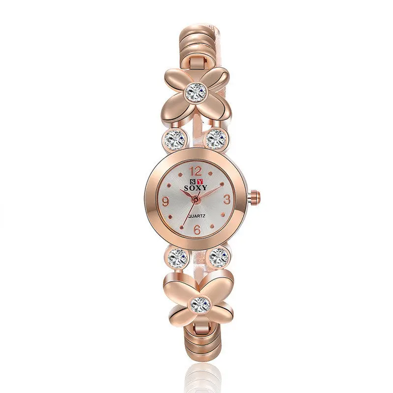 Best Deal Quartz Plated Classic Watch Women Crystals Wristwatches Gold Clock Elegent Bracelet Relogio Mujer Montre 1