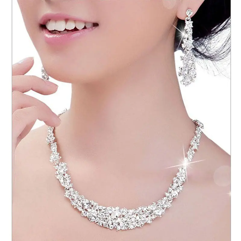 Best Deal Women Lady Crystal Necklace Bridal Jewelry Sale Necklace Jewelry Wedding Collier 1
