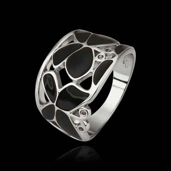 Best Friends 18K Gold Plated Engagement Ring Silver Black Flower Anel De Ouro Charm 524 1
