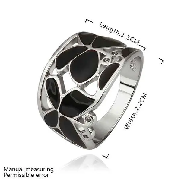 Best Friends 18K Gold Plated Engagement Ring Silver Black Flower Anel De Ouro Charm 524 2