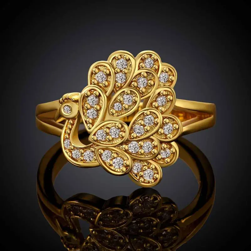 Best Friends 18K Gold Plating Engagement Ring Insets Peacock Aliancas Wedding Jewelry Skgr 82 1