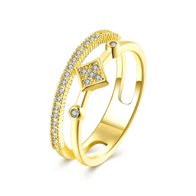Best Friends 18K Gold Plating Rings For Men Crystal Square Bypass Bague Bijoux Women315 1