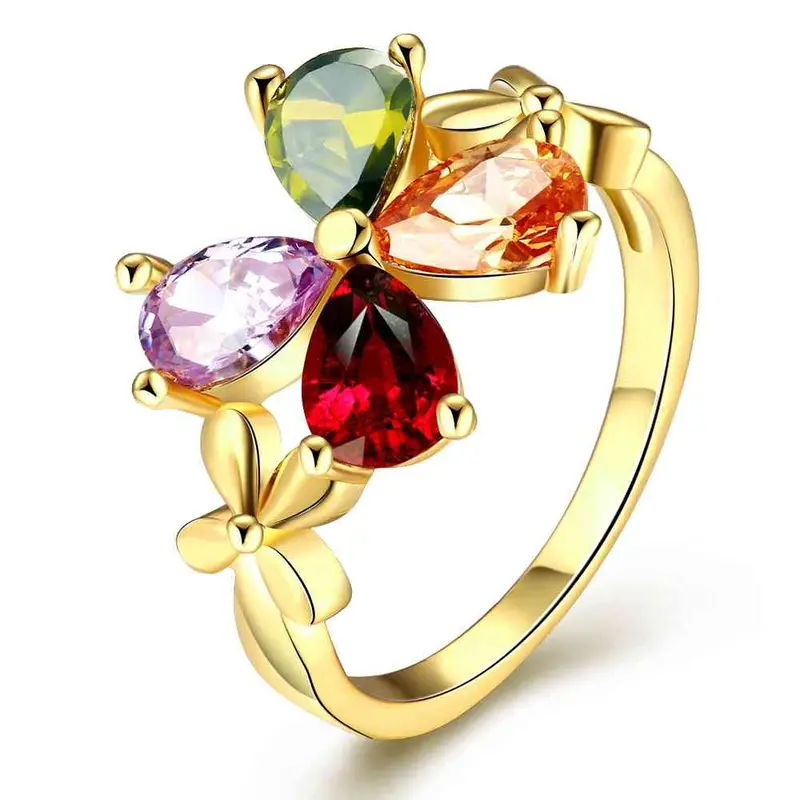 Best Friends 18K Gold Plating Rings For Men Four-Color Flowers Aliancas Jewelry177 1