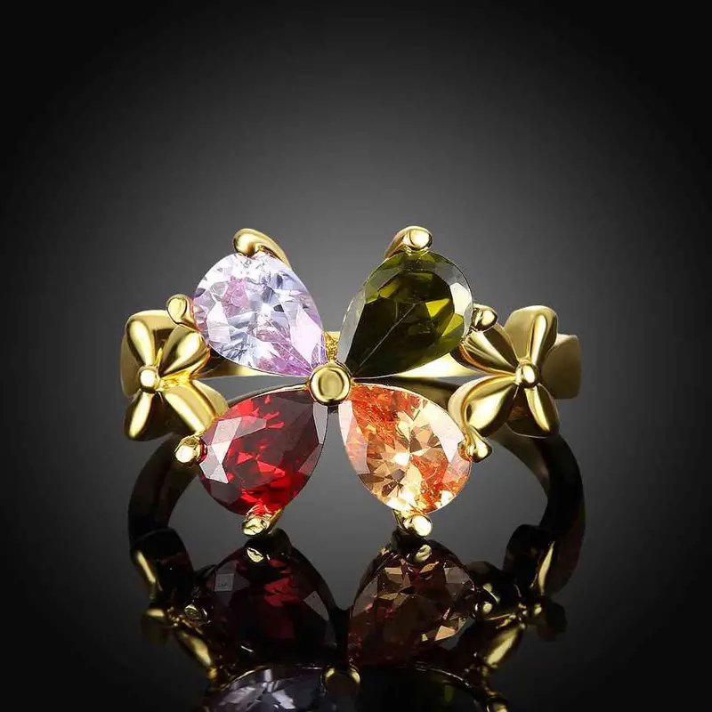 Best Friends 18K Gold Plating Rings For Men Four-Color Flowers Aliancas Jewelry177 10