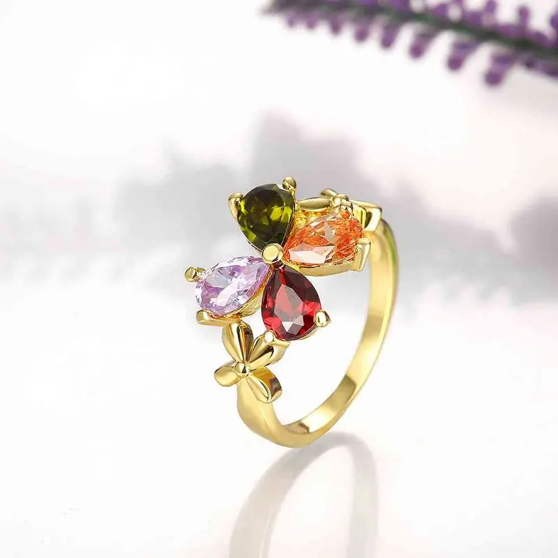 Best Friends 18K Gold Plating Rings For Men Four-Color Flowers Aliancas Jewelry177 11