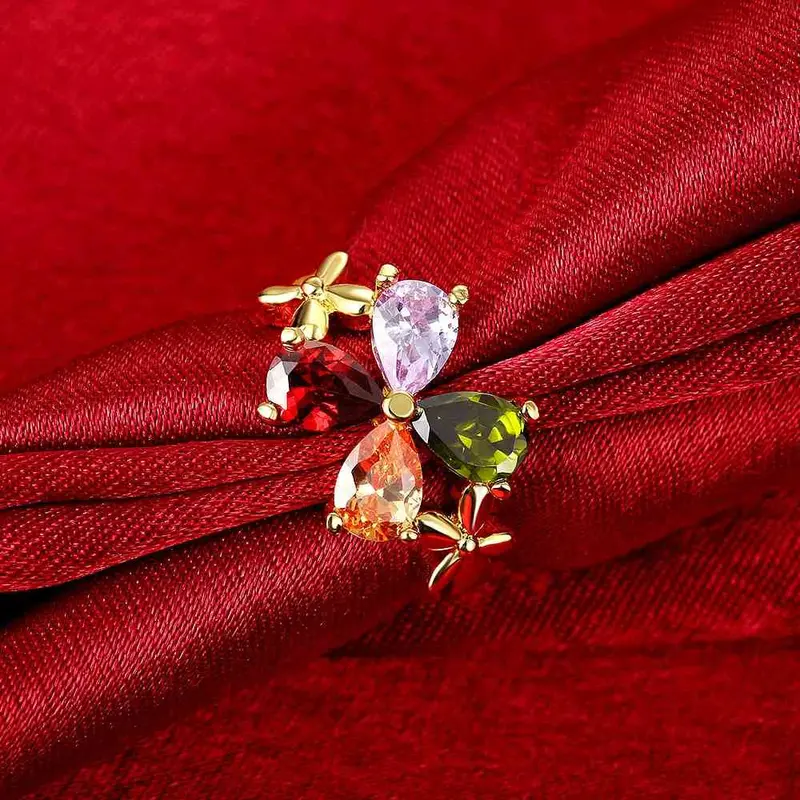 Best Friends 18K Gold Plating Rings For Men Four-Color Flowers Aliancas Jewelry177 12