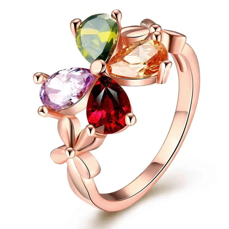 Best Friends 18K Gold Plating Rings For Men Four-Color Flowers Aliancas Jewelry177 2
