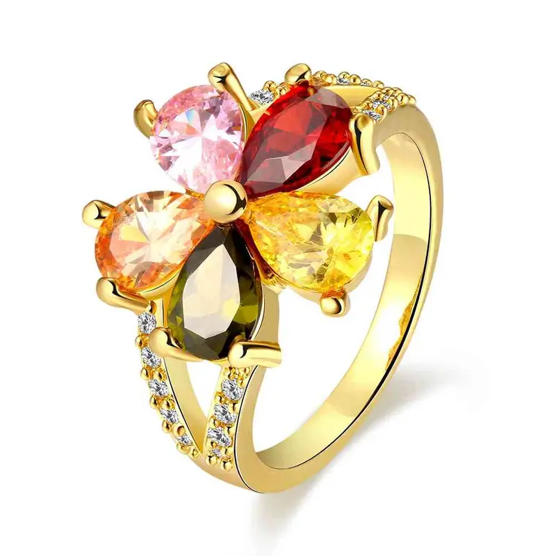 Best Friends 18K Gold Plating Rings For Men Four-Color Flowers Aliancas Jewelry177 3