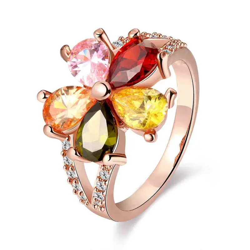 Best Friends 18K Gold Plating Rings For Men Four-Color Flowers Aliancas Jewelry177 4