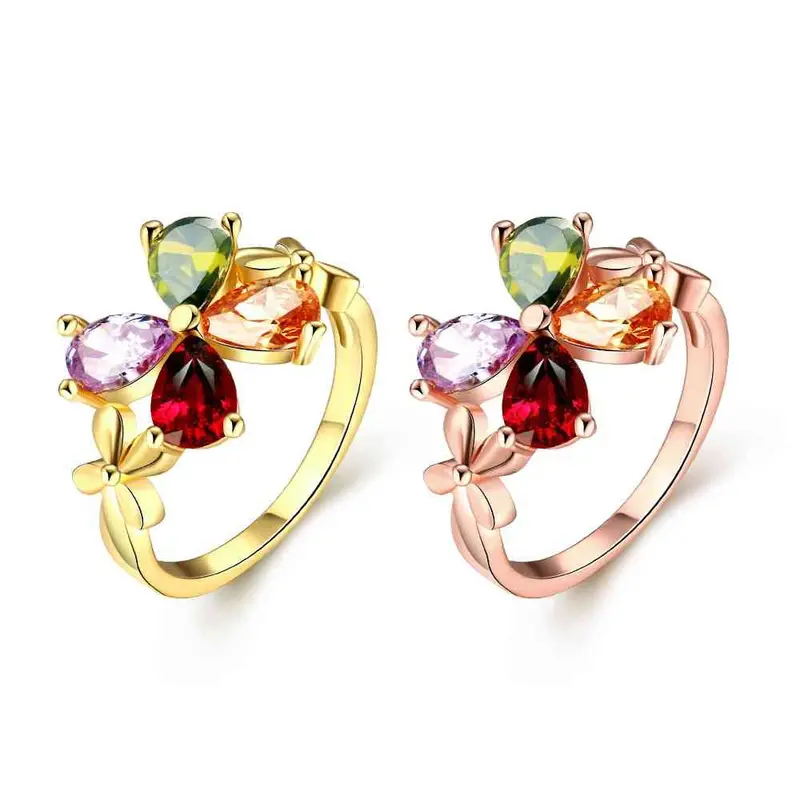 Best Friends 18K Gold Plating Rings For Men Four-Color Flowers Aliancas Jewelry177 8