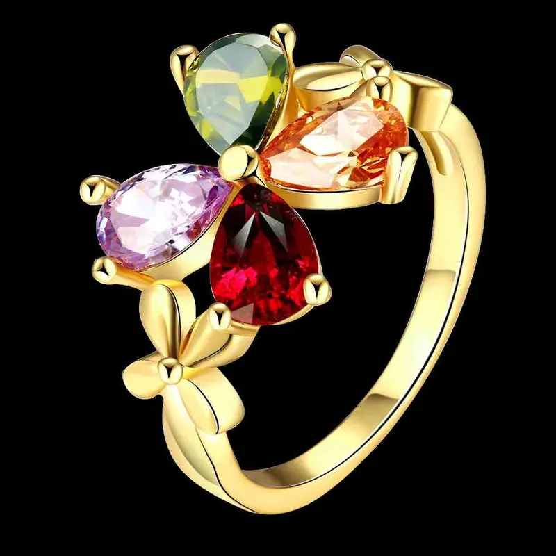 Best Friends 18K Gold Plating Rings For Men Four-Color Flowers Aliancas Jewelry177 9